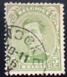 Selo postal da Bélgica de 1918 King Albert I Type I 5 U