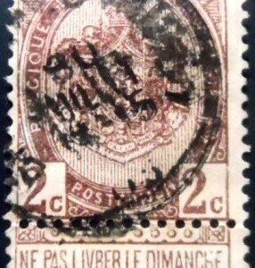 Selo postal da Bélgica de 1894 Coat of Arms 2 U 1