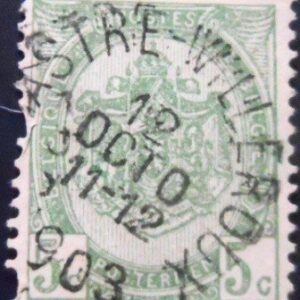 Selo postal da Bélgica de 1893 Coat of Arms 5 U sev 2