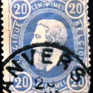 Selo postal da Bélgica de 1870 King Leopold II 20 U