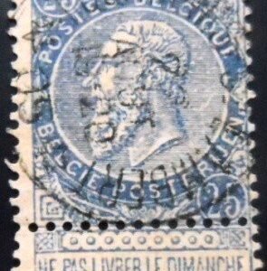 Selo postal da Bélgica de 1893 King Leopold II 25 U 1