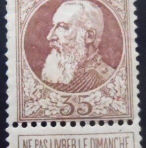 Selo postal da Bélgica de 1905 Leopold II Type Rough beard 35 N