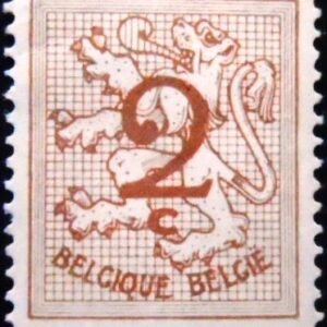 Selo postal da Bélgica de 1957 Number on Heraldic Lion 2 M sev