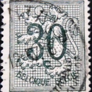 Selo postal da Bélgica de 1957 Number on Heraldic Lion 30 U sev