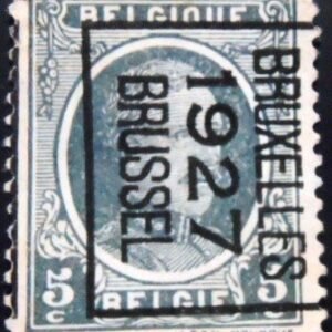 Selo postal da Bélgica de 1927 King Albert I type Houyoux Precanceled 5 N