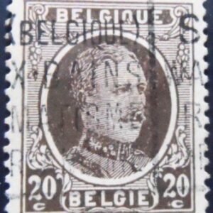 Selo postal da Bélgica de 1922 King Albert I Type Houyoux 20 U sev