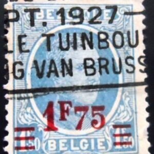 Selo postal da Bélgica de 1927 King Albert I Type Houyoux Surcharged 1.75 U