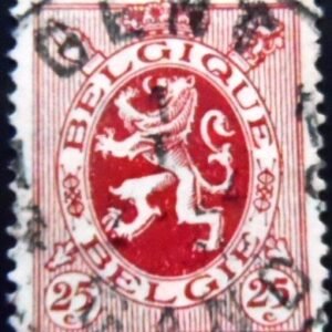 Selo postal da Bélgica de 1929 Heraldic Lion 25 U sev