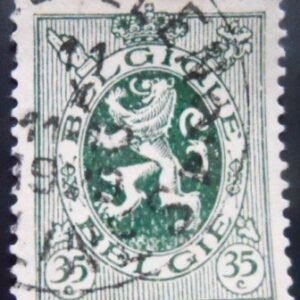 Selo postal da Bélgica de 1929 Heraldic Lion 25 U sev
