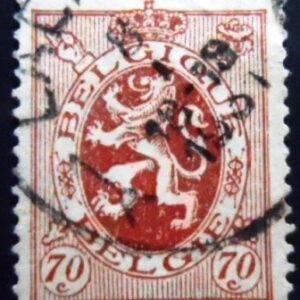 Selo postal da Bélgica de 1930 Heraldic Lion 70 U sev