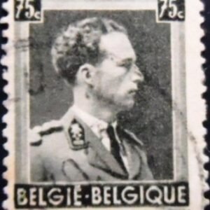 Selo postal da Bélgica de 1938 King Leopold III Open Collar 75 U sev
