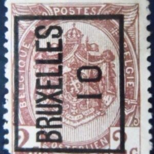 Selo postal da Bélgica de 1910 Coat of Arms Typo. overprint with BRUXELLES 10 N