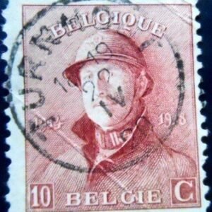 Selo postal da Bélgica de 1919 King Albert I with Helmet 10 U