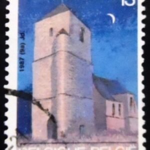 Selo postal da Bélgica de 1987 Saint Christophe Church U