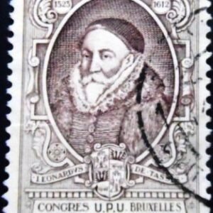 Selo postal da Bélgica de 1952 Baron Leonard I of Taxis U