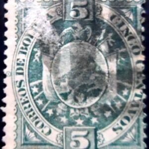 Selo postal da Bolívia de 1894 New Coat of arms 5 U