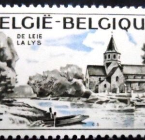 Selo postal da Bélgica de 1976 Leie River at Deurle M