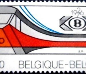 Selo postal da Bélgica de 1976 Stylized Reproduction of a Train M