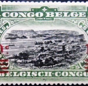 Selo postal do Congo Belga de 1921 Port of Matadi Bilingual N A