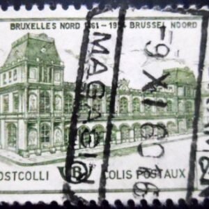 Selo postal da Bélgica de 1959 Train Station 20 U
