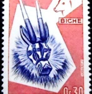 Selo postal de Haute Volta de 1960 Duiker M