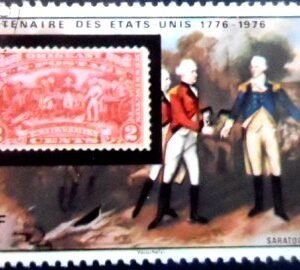 Selo postal do Alvo Volta de 1975 Surrender of Burgoyne at Saratoga NCC