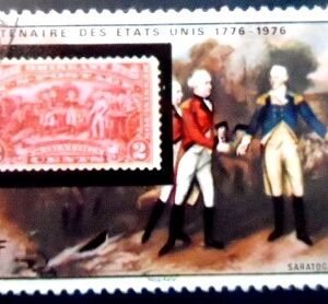 Selo postal do Alvo Volta de 1975 Surrender of Burgoyne at Saratoga U
