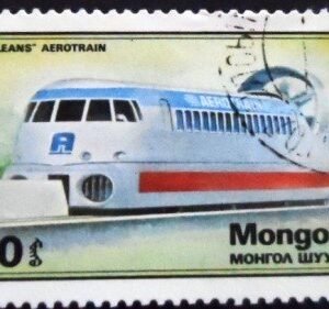 Selo postal da Mongólia de 1979 Monorail Aerotrain "Orleans U