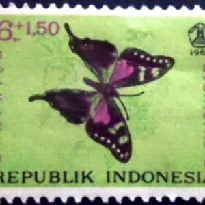 Selo postal da Indonésia de 1963 Purple Spotted Swallowtail M