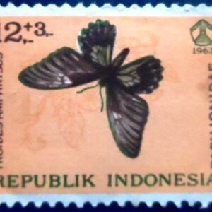 Selo postal da Indonésia de 1963 Golden Birdwing Butterfly M