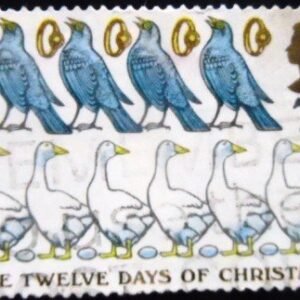 Selo postal do Reino Unido de 1977 Six Geese-a-laying etc U