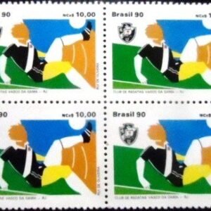 Quadra e selos postais do Brasil de 1990 Club de Regatas Vasco da Gama M QD