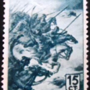 Selo postal da Bulgária de 1943 Cavalry Han Asparuh N