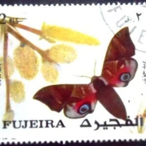 Selo postal de Fujeira de 1972 Eyed Hawk-moth NCC