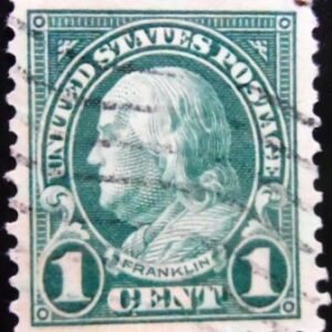 Selo postal dos Estados Unidos de 1923 Benjamin Franklin 1 U sev