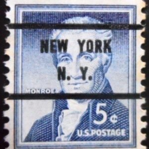 Selo postal dos Estados Unidos de 1954 James Monroe PR NY