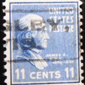 Selo postal dos Estados Unidos de 1938 James K. Polk 11 U sev