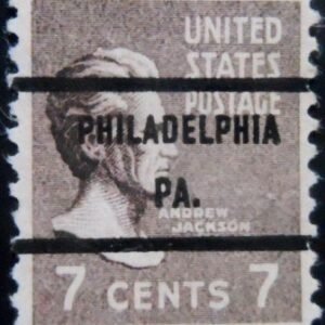 Selo postal dos Estados Unidos de 1938 Andrew Jackson 7 U Philadelphia