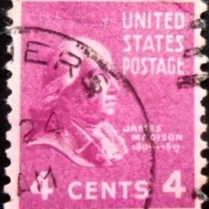 Selo postal dos Estados Unidos de 1938 James Madison 4 U sev