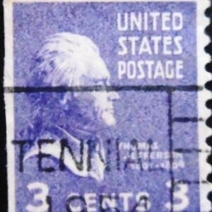 Selo postal dos Estados Unidos de 1938 Thomas Jefferson 3 U EuI