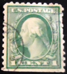 Selo postal dos Estados Unidos de 1914 George Washington 1 N U