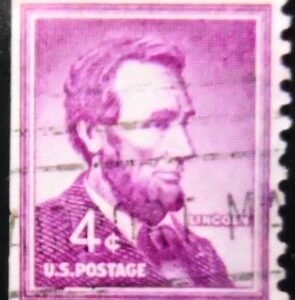 Selo postal dos Estados Unidos de 1958 Abraham Lincoln U DI