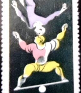 Selo postal da Bulgária de 1969 Jugglers U