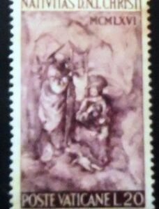 Selo postal do Vaticano de 1966 Holy Family in Bethlehem 20 N