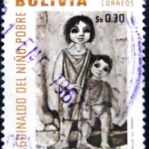 Selo postal da Bolívia de 1966 Needy children U