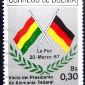 Selo postal da Bolívia de 1987 National Flag of Bolivia and the Federal Republic of Germany U