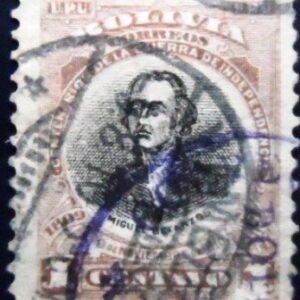 Selo postal da Bolívia de 1909 Miguel Betanzos U
