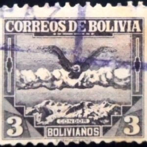 Selo postal da Bolívia de 1939 Andean Condor 3 U