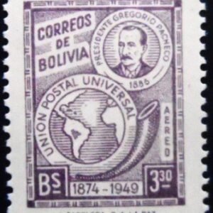 Selo postal da Bolívia de 1950 Pres. Gregorio Pacheco N