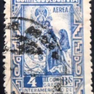 Selo postal da Bolívia de 1948 Madonna of Copacabana U